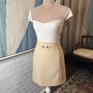 H&M Neutral Pencil Skirt with Chain Belt Detail